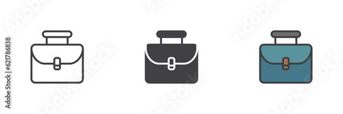 Briefcase, suitcase different style icon set