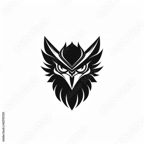 Minimalist Black And White Hawk Beak Mask Logo Design photo