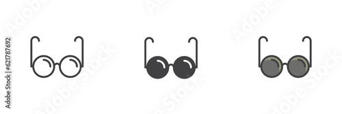 Eyeglasses, glasses different style icon set