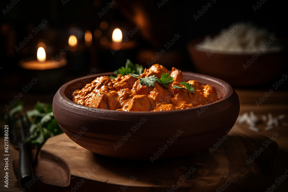 Chicken Tikka Masala ,an Indian cuisine served on a bowl 