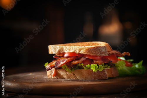 illustration of a BLT sandwich , bacon, lettuce , tomato  photo