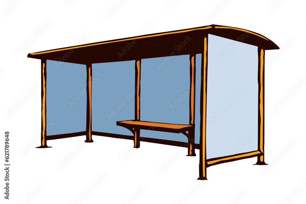 Vector drawing. Canopy of a transport stop Vector drawing. Canopy of a transport stop