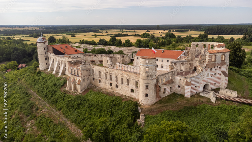 top view of the castle in Janowiec on the Vistula river