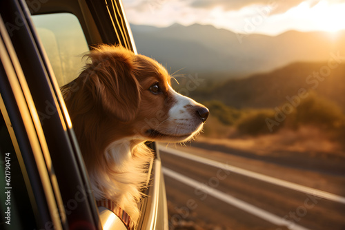 road trip dog in car head out window