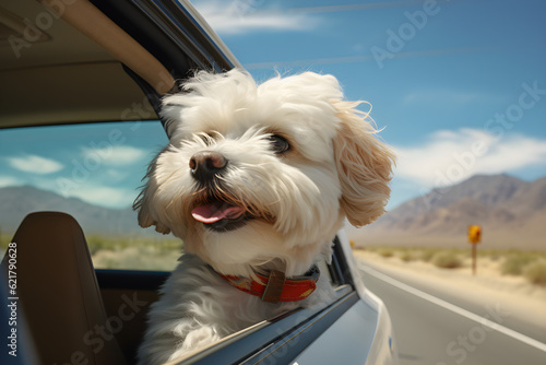 road trip dog in car head out window