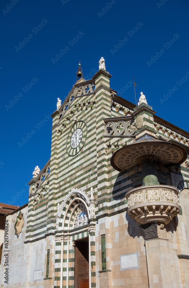 Cathedral of Saint Stephen in Prato with the beautiful external pulpit decorated by the famous Italian renaissance artist Donatello in the 15th century