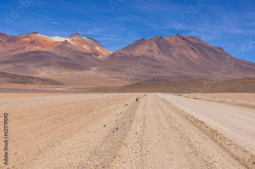 En route to the Salvador Dali Desert, just one natural sight while traveling the scenic lagoon route through the Bolivian Altiplano in South America