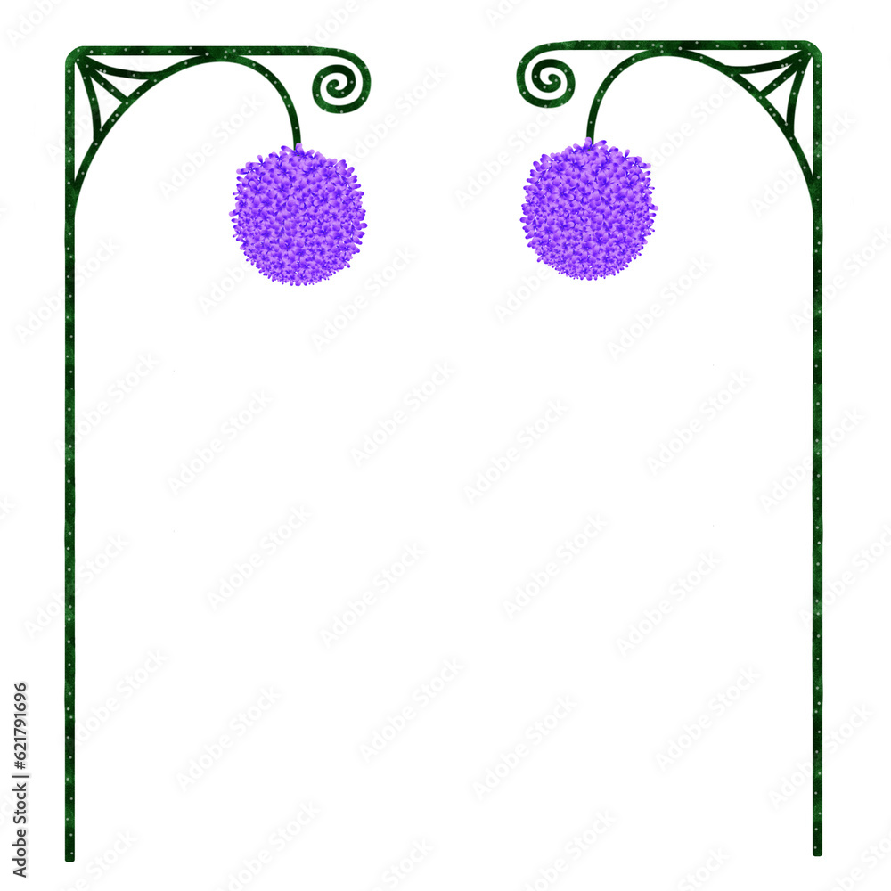 Obraz premium Vine gate with violet flowers 