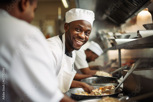 African chef preparing food for a gourmet restaurant