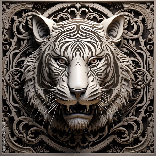 3D Intricate Tiger Sublimation background