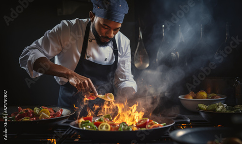 african chef preparing food for a gourmet restaurant 