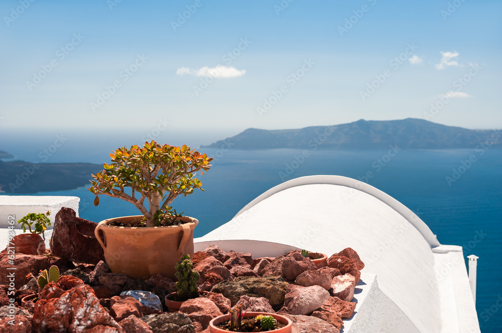 White architecture in Santorini island, Greece.