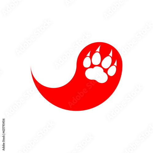 Animal paw logo with claws. Vector design.