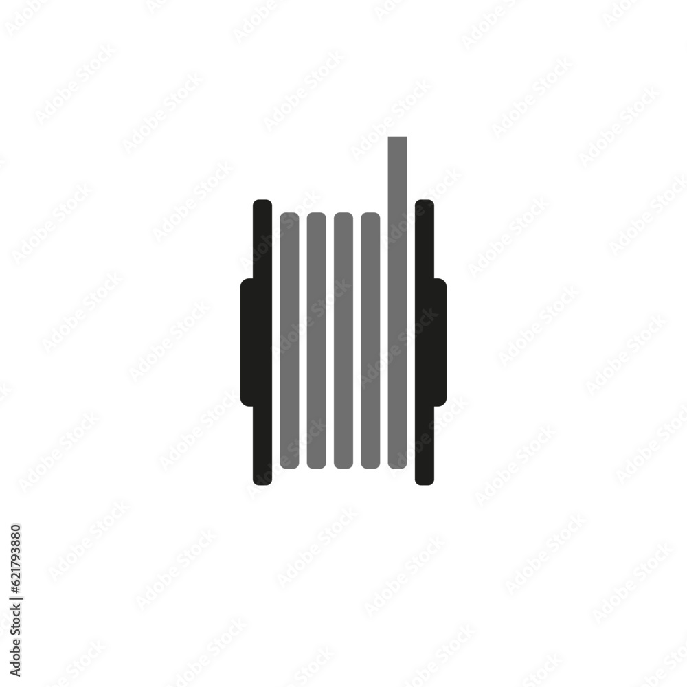 Wire icon with reel. Cord and spool. Wire icon with reel. Cord and spool.