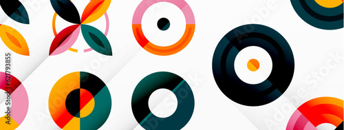 Colorful circles in a grid composition abstract background. Design for wallpaper, banner, background, landing page, wall art, invitation, prints, posters
