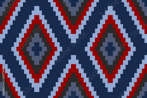 Cross stitch colorful geometric traditional ethnic pattern Ikat seamless pattern abstract design for fabric print cloth dress carpet curtains and sarong Aztec African Indian Indonesian 