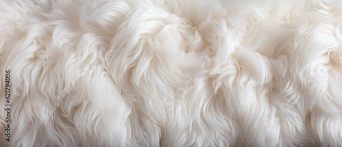 Natürliches Weiß: Ein luxuriöses Tierfell mit langen Haaren