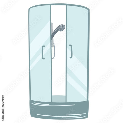 Home shower stall. Bathroom, interior item. Shower cabin Vector cartoon icon for web design isolated on white background