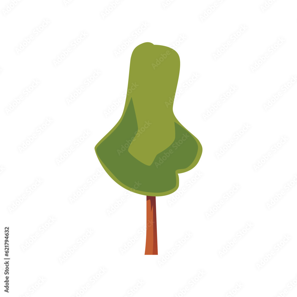 Standing minimalistic tree flat style, vector illustration Standing minimalistic tree flat style, vector illustration