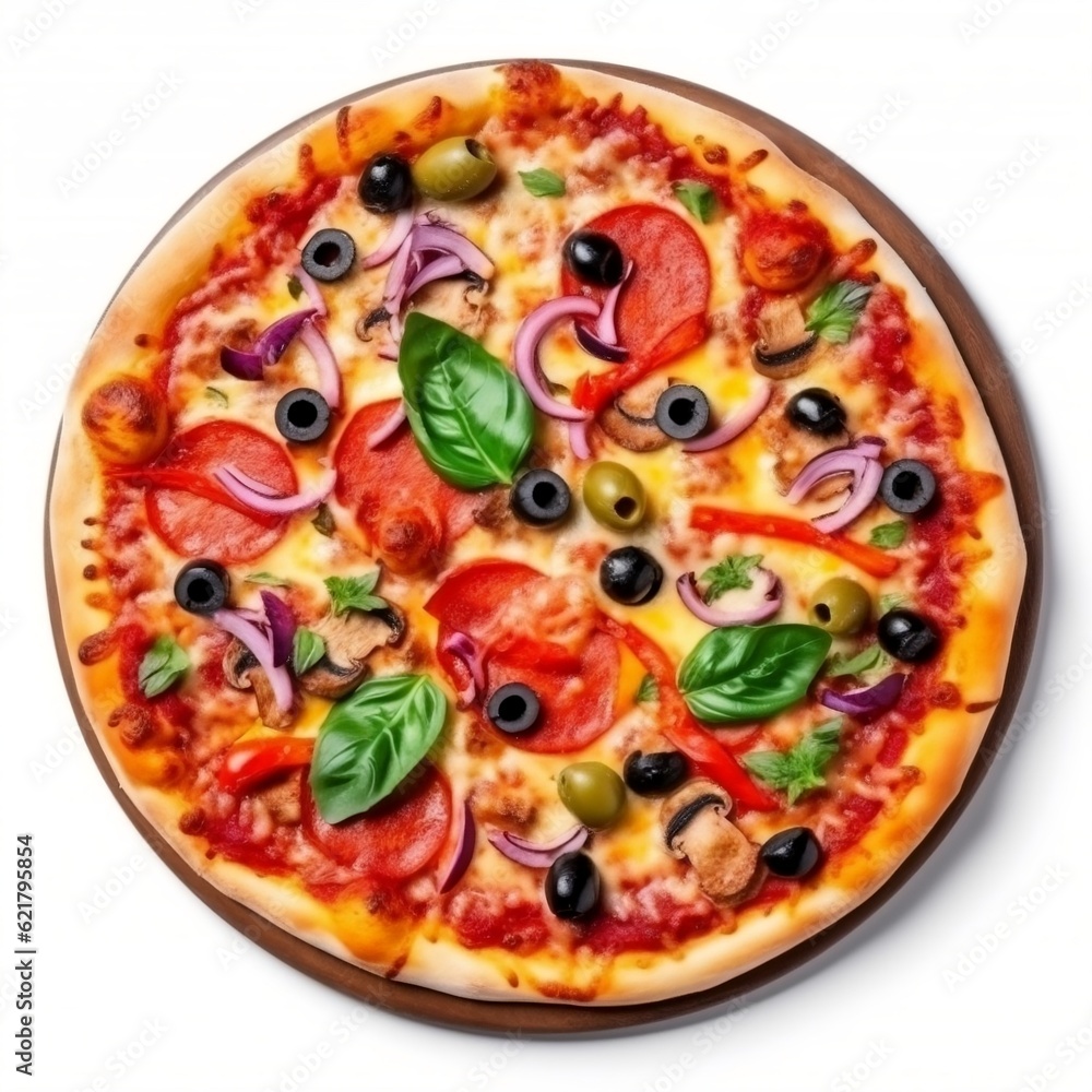 Pizza on a white background generative ai Pizza on a white background generative ai