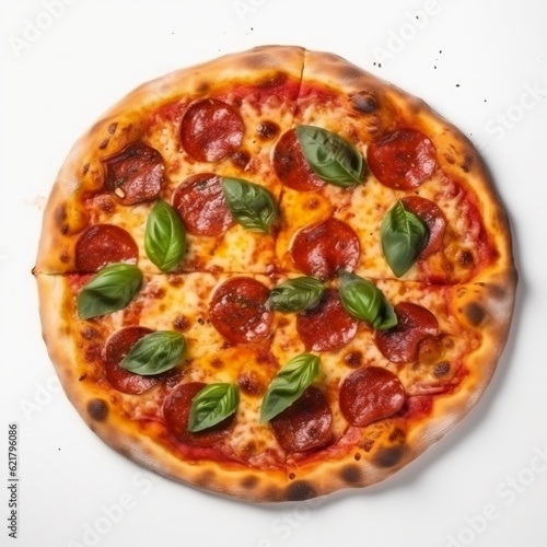 Pizza on a white background generative ai