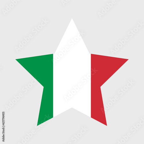 Italy flag vector icons set in the shape of heart, star, circle and map