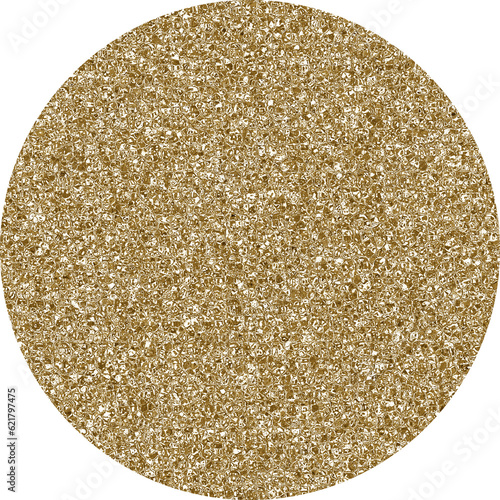 Gold sparkling glitter circle clipart transparent background.