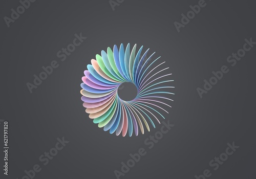 Obraz na płótnie Multicolored shapes forming a circle. 3D Render