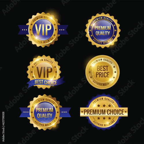 Golden Badges And Labels Vector Collection Set