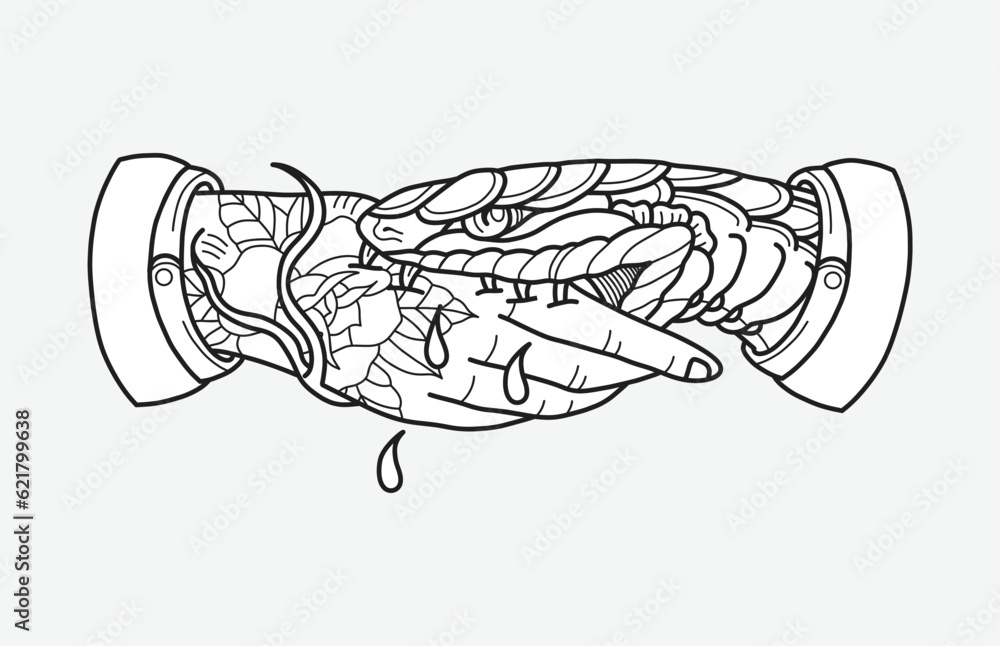 Hand drawn illustration of trust no one tattoo outline