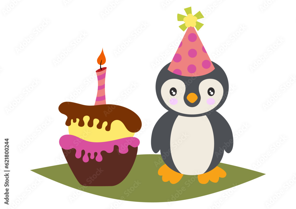 Happy birthday penguin with birthday cake Happy birthday penguin with birthday cake