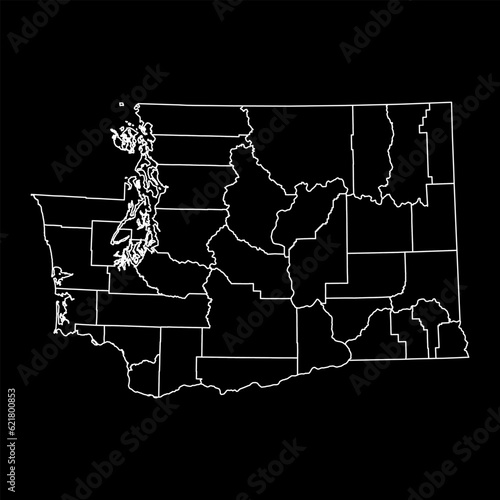 Washington state map with counties. Vector illustration.