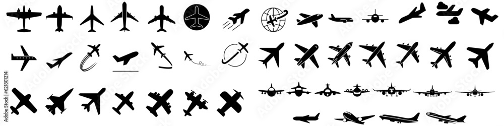Aircraft icon vector set. airplane illustration sign  collection. plane symbol or logo. - obrazy, fototapety, plakaty 