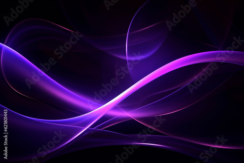 Abstract background with purple colored digital waves on black. Generative AI Image. 