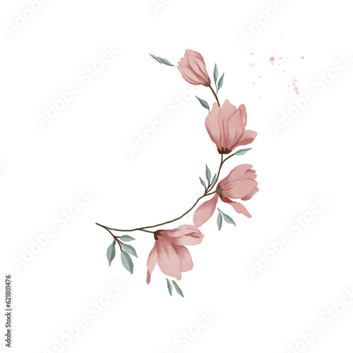 beautiful flower watercolor transparent background created with procreate