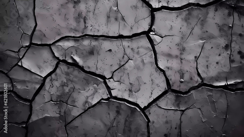 Cracked black cement wall background. Generative ai design.