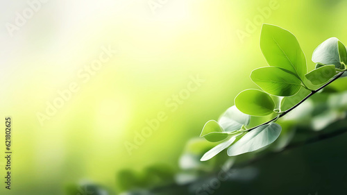 Blurred green nature leaf background. Generative ai design.