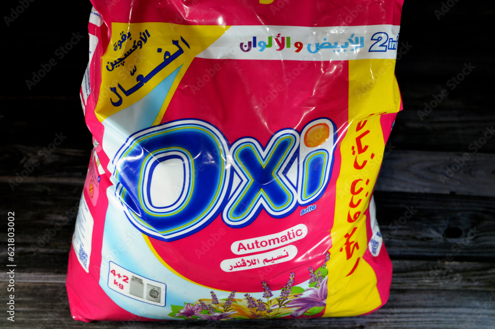 Cairo, Egypt, June 21 2023 Oxi Automatic Powder Detergent Lavender