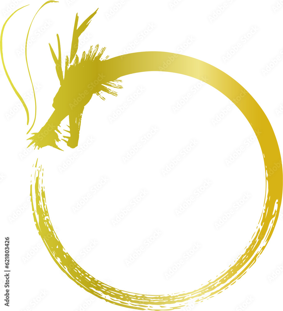 筆書きの金色の辰イラスト枠 Stock Vector | Adobe Stock