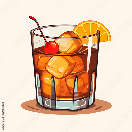 Timeless Old Fashioned Cocktail Vector Illustration