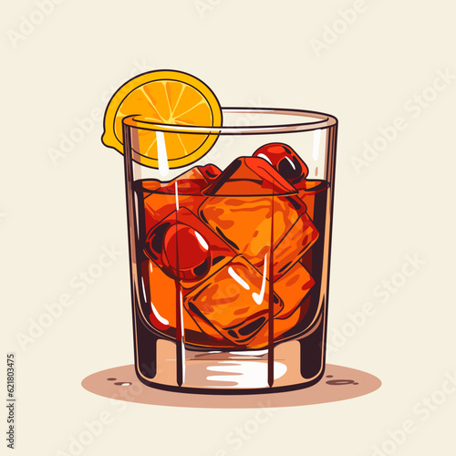 Timeless Old Fashioned Cocktail Vector Illustration