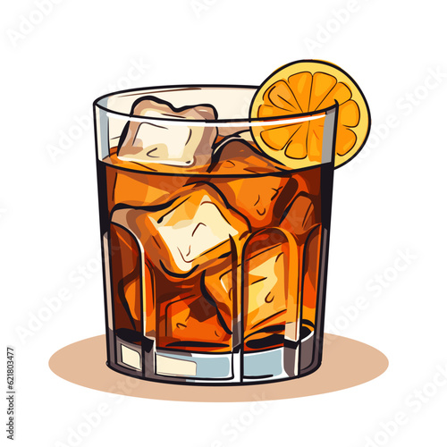 Timeless Old Fashioned Cocktail Vector Illustration