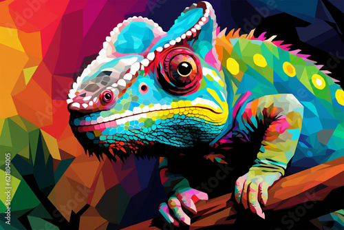 Generative AI. wpap style abstract background  chameleon