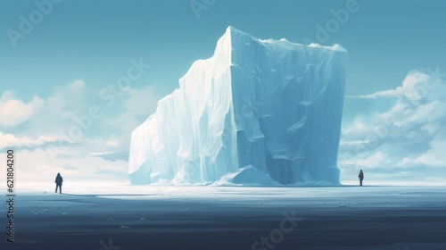 Juxtaposing Iceberg Calving And Human Figure: A Grandeur And Humbling Effect photo