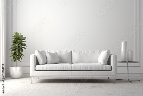 Couch mockup on a white background with metal legs . Generative AI