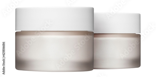 White cosmetic cream jars, cut out