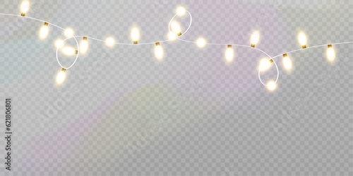 Tela Christmas lights isolated on transparent background