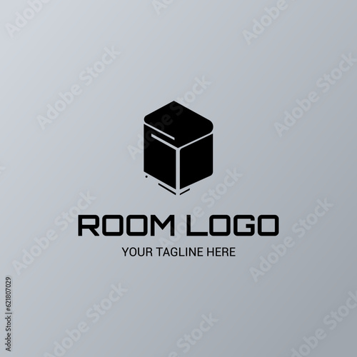 Closed box element. Quest or Escape room abstract logo.  Cooperative game sign of closed room.Microchip sign.