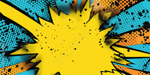 VIntage retro comics boom explosion crash bang cover book design with light and dots. Can be used for decoration or graphics. Graphic Art. Vector. Illustration. Vector