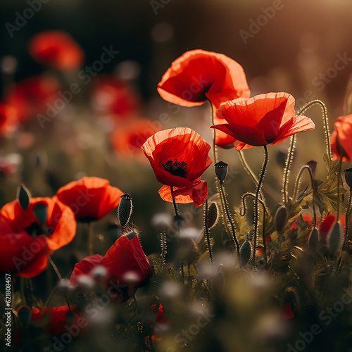 Generative AI   Vibrant Red Poppy in Captivating Realism Blossoms on a Serene White Canvas  Embodying Nature s Graceful Beauty 